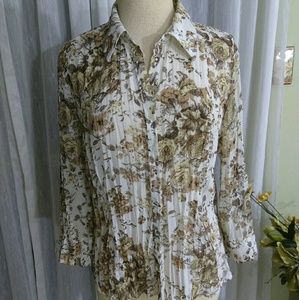 Bay studio size large brown/ cream semi sheer top